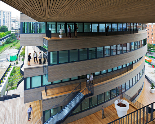 MVRDV's eco-efficient pushed slab office building completed in paris