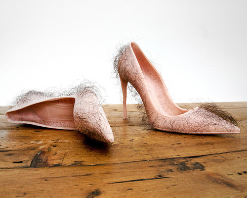 zhu tian forms flesh-colored hairy stilettos