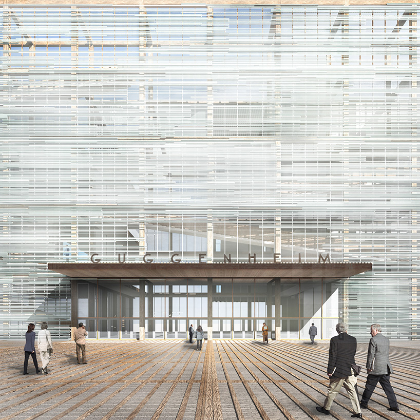 C+C architecture covers guggenheim helsinki entry with light-diffusing veil