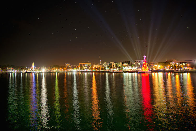 creative production services geelong floating christmas tree corio bay australia