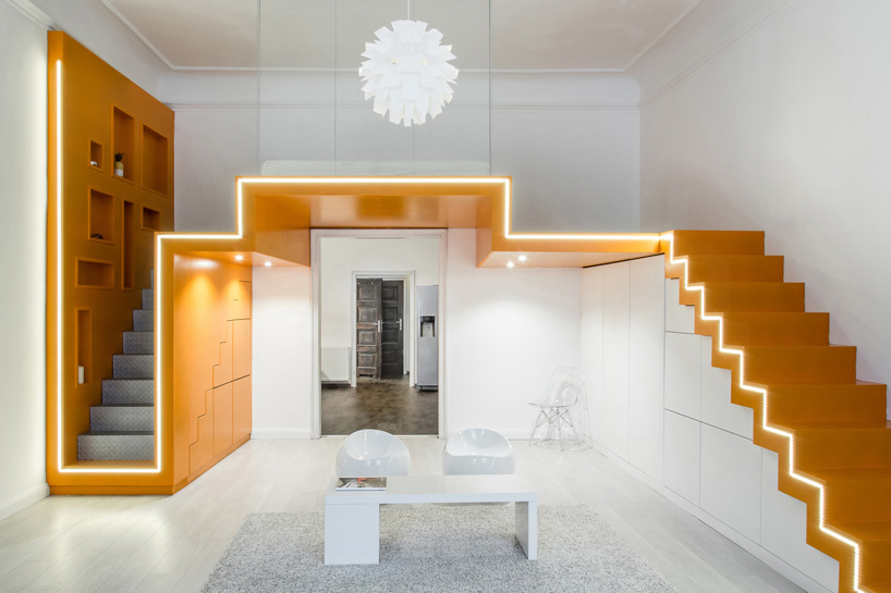 batlab shapes hungarian bedroom loft with zigzagging light 