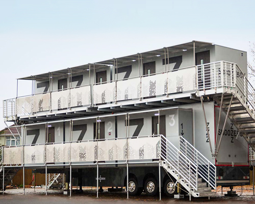 snoozebox reveals portable hotel redesign with interiors by tangerine