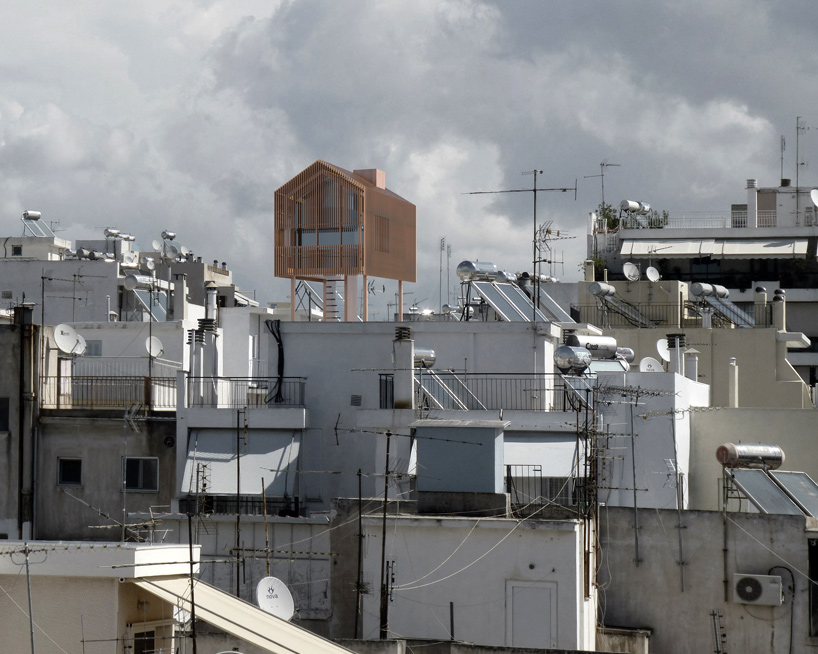 elevated urban hut proposed for the rooftops of athens