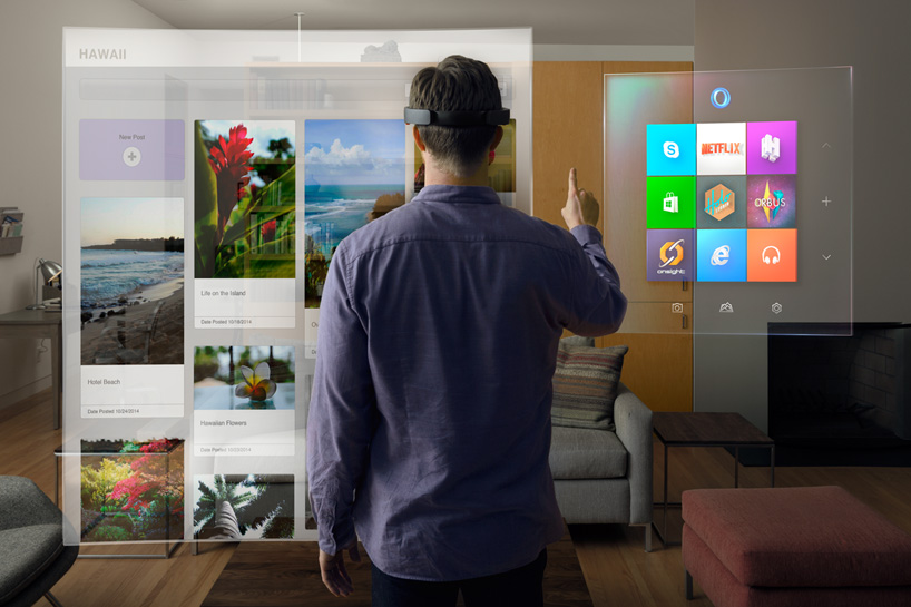 microsoft hololens headset integrates digital holograms with real life