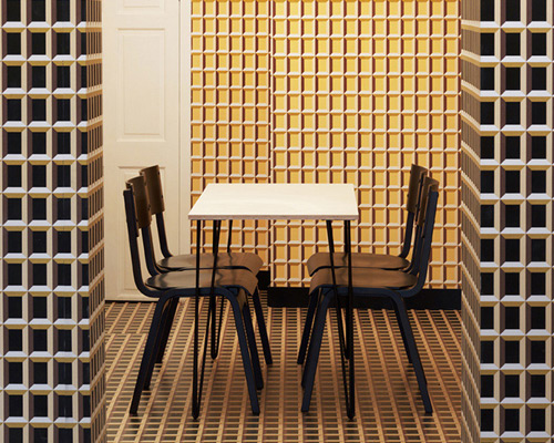 eley kishimoto's geometric pattern transforms a london bakery