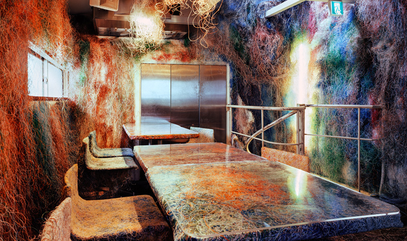 kengo kuma adorns yakitori bar with an assortment of colored cables