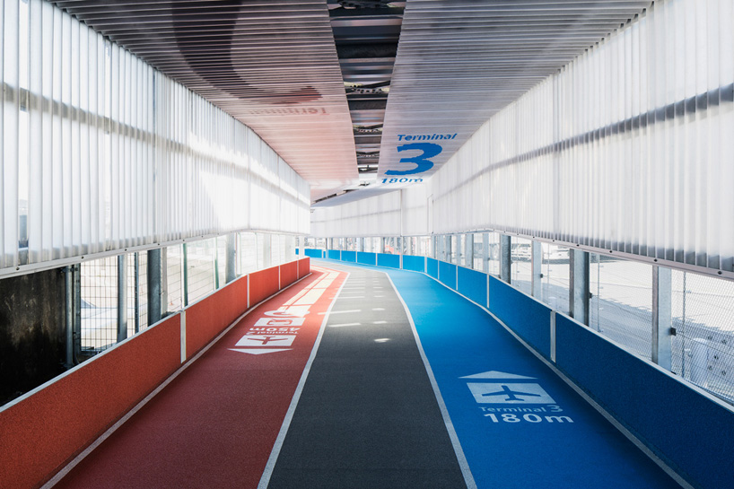 narita airport terminal 3 running track party muji nikken designboom