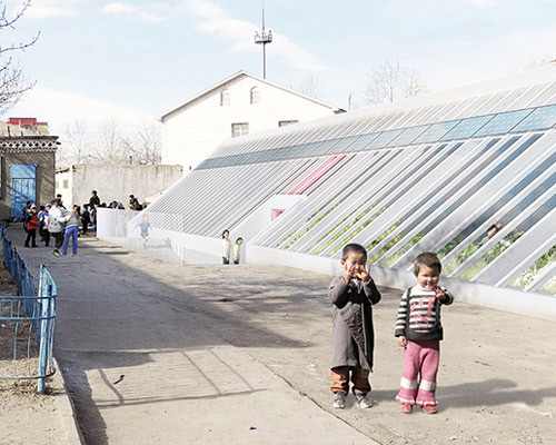 blackboard wall runs the length of MUDI's tsast altai school in mongolia