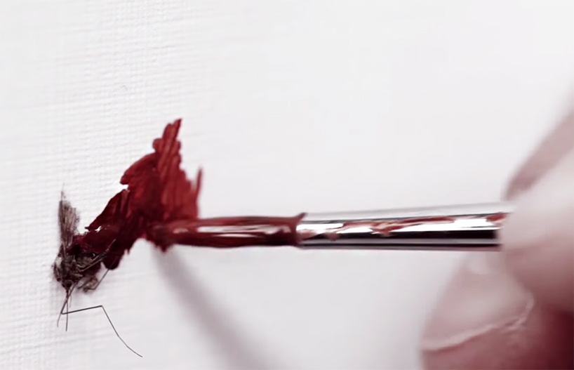 squished mosquitos make painted blood portraits for bug