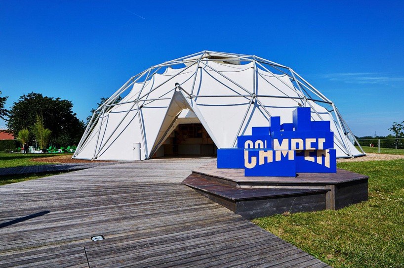 francis kere camper pop-up shoe store vitra campus buckminster fuller dome designboom