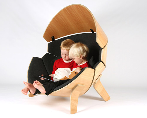 think & shift forms molded plywood hideaway chair for children