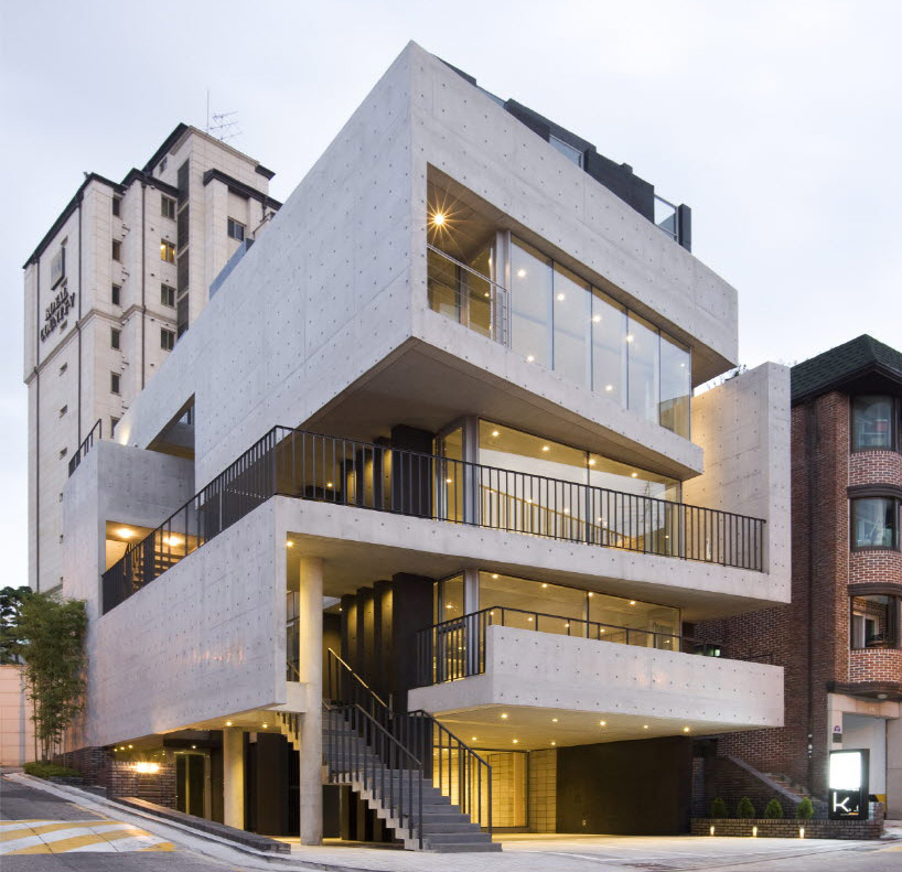 l'eau design creates faceted batirieul commercial building in seoul