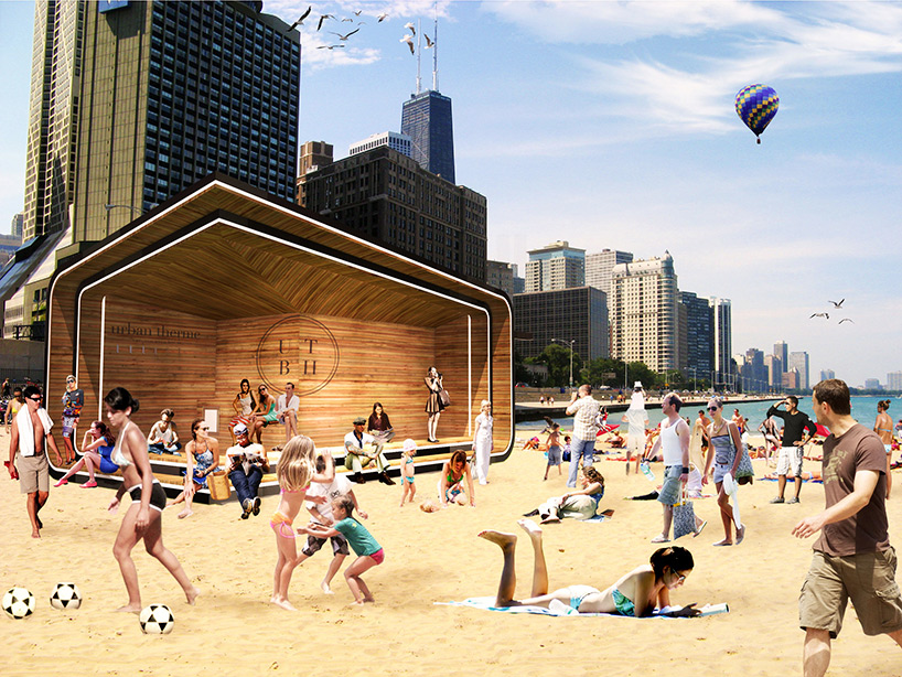 urban therme spa chicago lakefront kiosk competition proposal  designboom