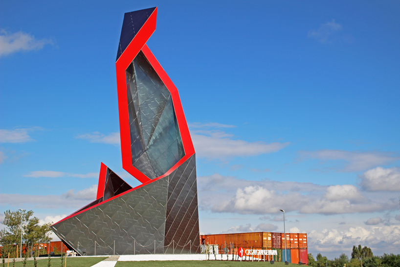 daniel libeskind clads faceted sculpture with casalgrande 