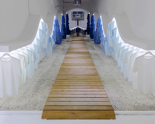 john margaritis weaves wavy high tide installation through miami storefront