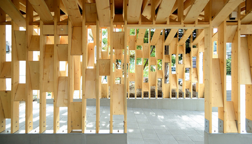 yoshichika takagi highlights timber craft in garden shelter