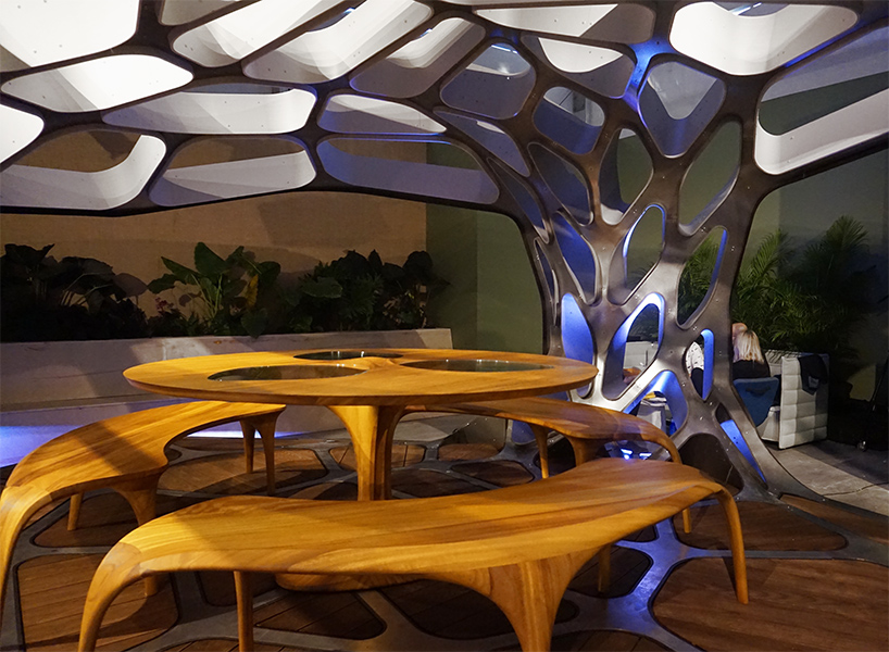 zaha hadid volu dining pavilion design miami art week revolution precrafted properties designboom