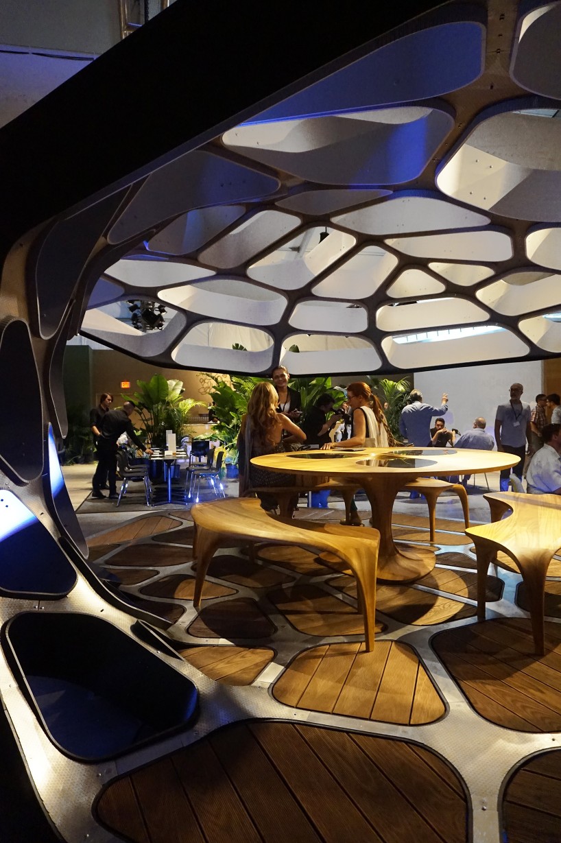 zaha hadid volu dining pavilion design miami art week revolution precrafted properties designboom