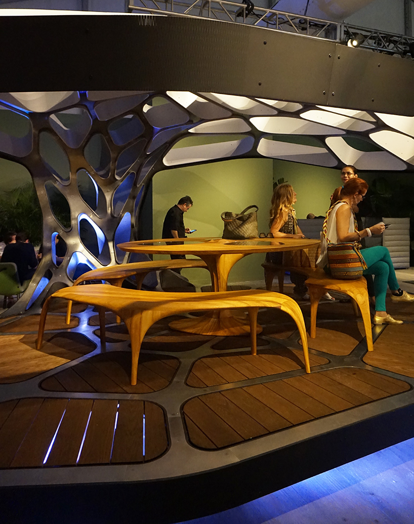 zaha hadid volu dining pavilion design miami art week revolution precrafted properties designboom