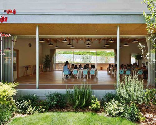 tokyo nursery by HIBINOSEKKEI + youji no shiro provides a connection with nature