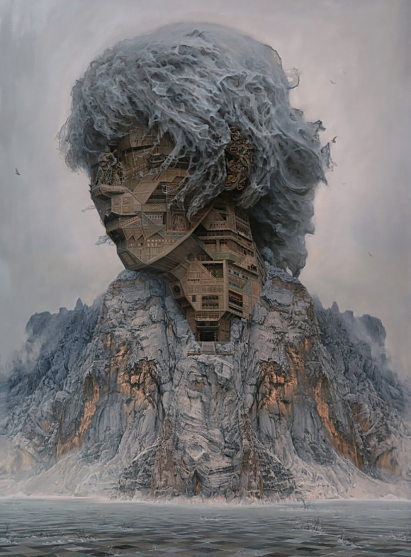 chinese artist depicts rockstars as ancient architectural monuments