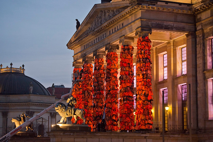 ai weiwei wraps berlin's konzerthaus with 14,000 life jackets