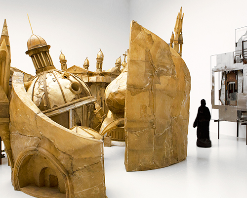 liu wei sculpts architectural monuments from dog chews at qatar museums
