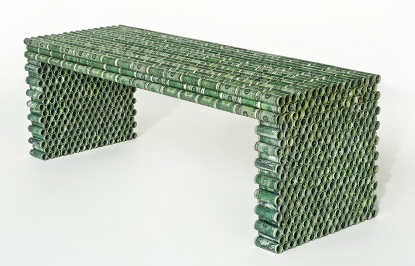 rolf bruggink's recycled currency furniture project questions the value