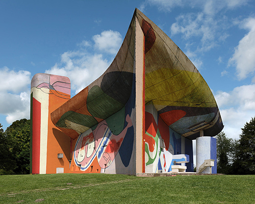 xavier delory envisions le corbusier's ronchamp chapel covered in graffiti