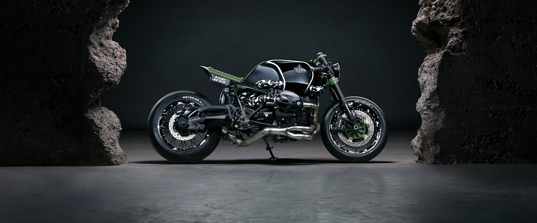 two munich firms create custom BMW motorcycle with camouflage detailing
