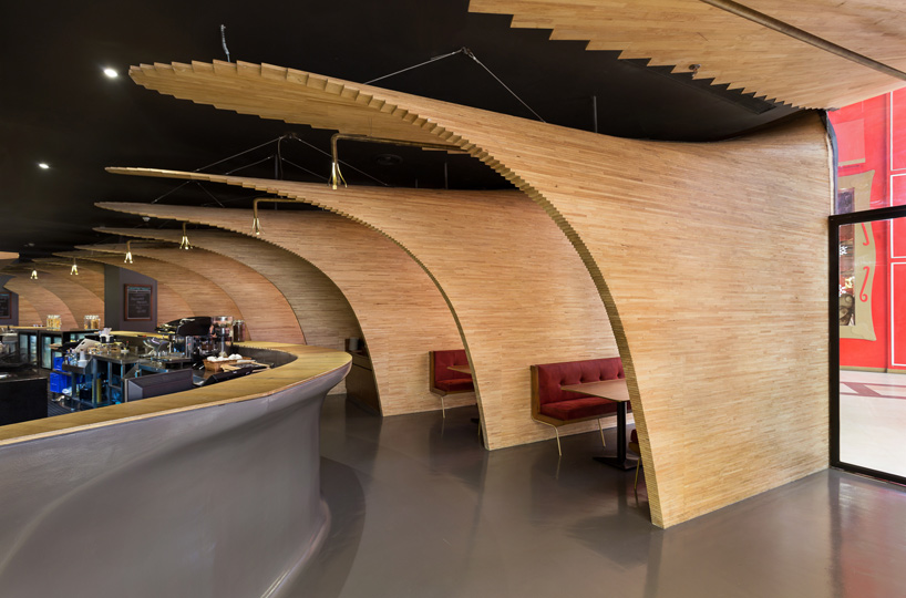 sP a forms  sculptural timber arcade for restaurant in mumbai