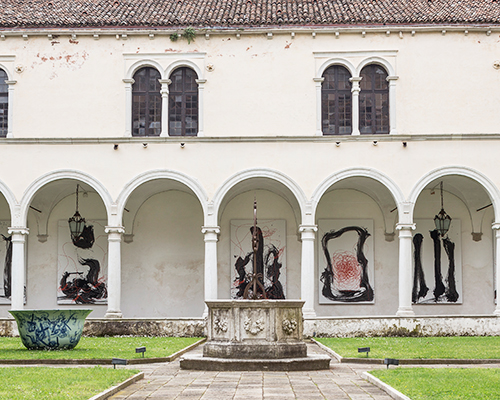 qin feng unfolds experimental ink brush paintings across three sites in venice