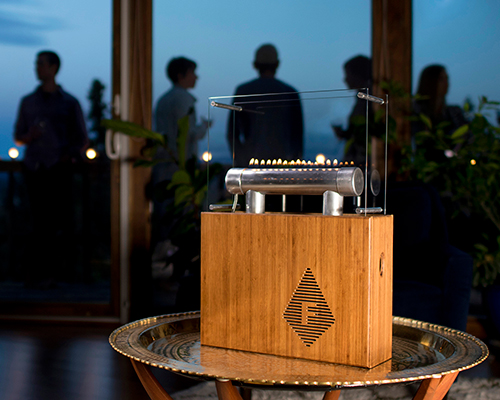 grey street design's fireside audiobox syncs flames & tunes