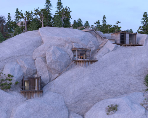 proposed PS1 house by igor sirotov is embedded into an alpine rock face in russia