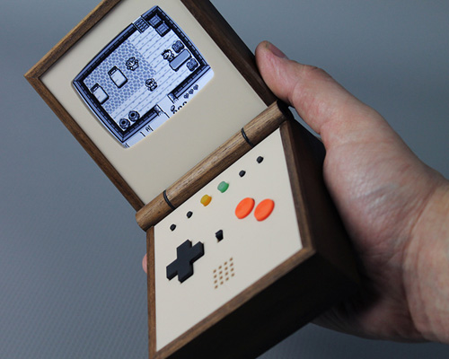 pixel vision is a handmade pocket-sized portable game console rendered in solid walnut by love hultén