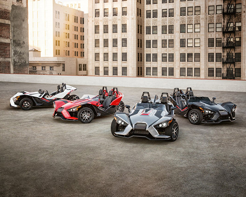 polaris 'slingshot' combines motorcycle spirit with the functionality of a car