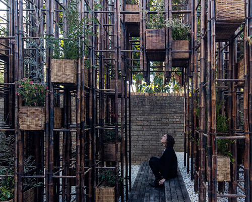vo trong nghia builds temporary pavilion in sydney from bamboo ladders
