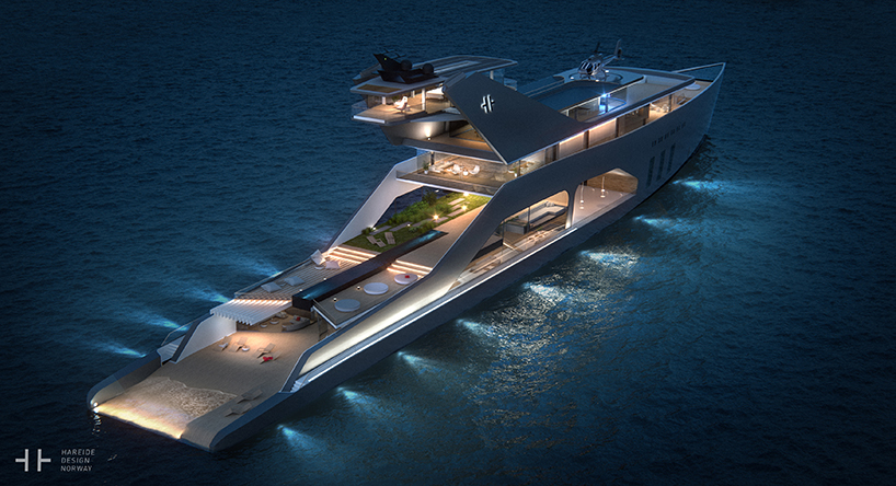 super yacht with own private beach - concept by hareide