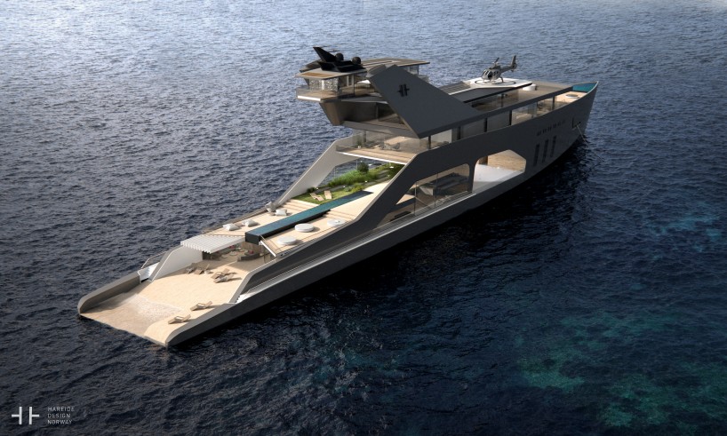 super yacht with own private beach - concept by hareide