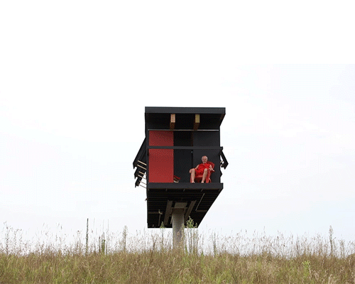 alex schweder + ward shelley's 'ReActor' house rotates atop a concrete column