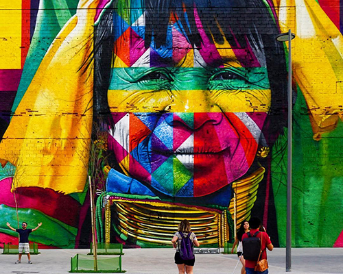 eduardo kobra paints 3,000 square meter mural for the rio olympics