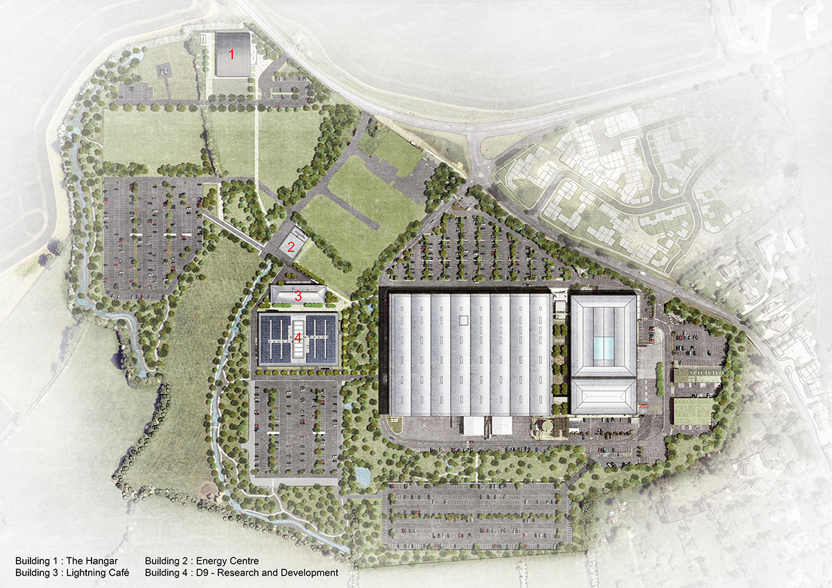 wilkinson eyre adds to dyson campus with mirrored research and development building