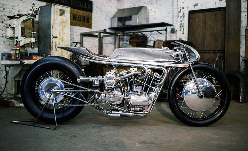 hazan motorworks supercharged ironhead motorcycle is sculpturally driven