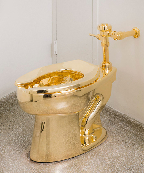 maurizio cattelan's 18karat gold toilet at the guggenheim
