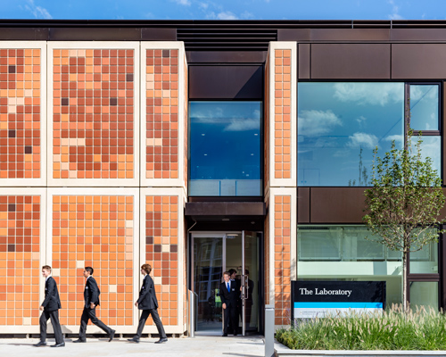 grimshaw completes science building for dulwich college with an abstract tiled façade