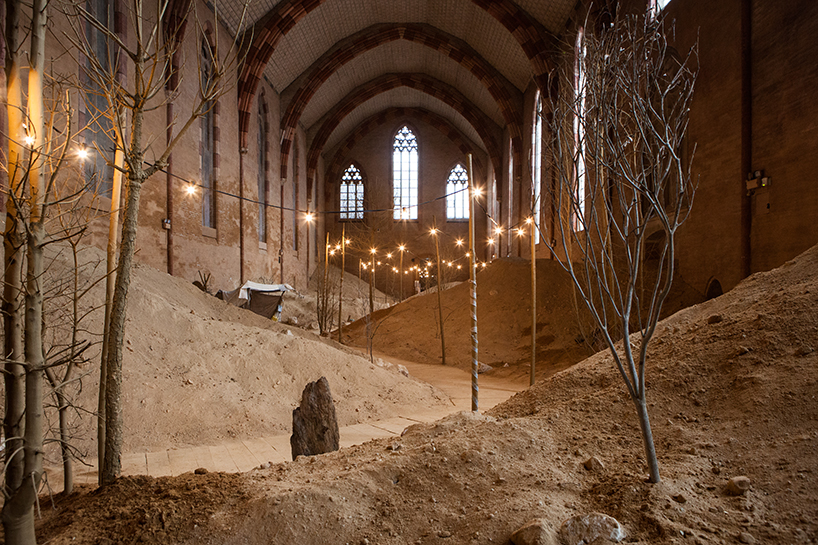 hans op de beeck's 'garden of whispers' in a gothic church