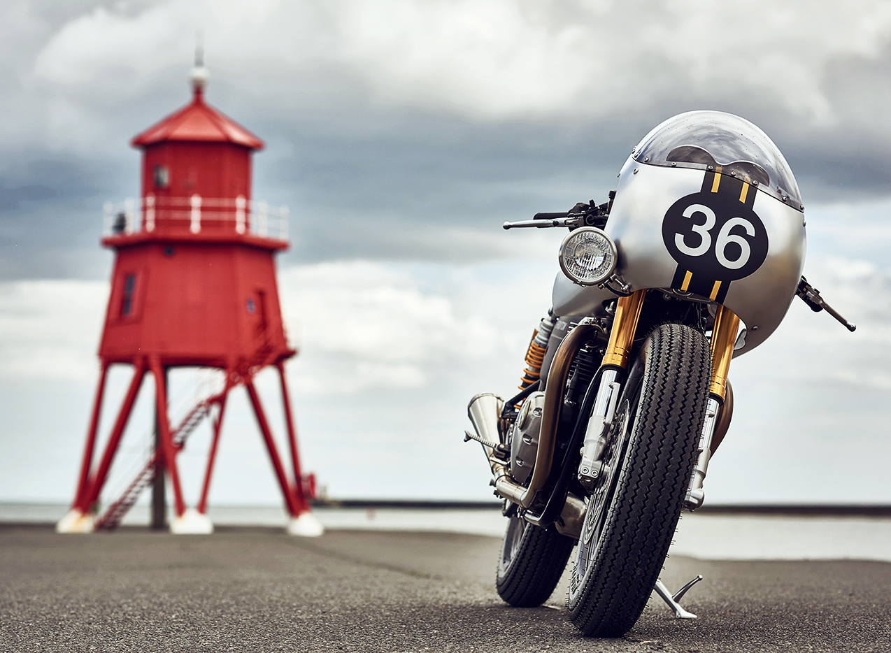 triumph barbour thruxton R motorycle designboom