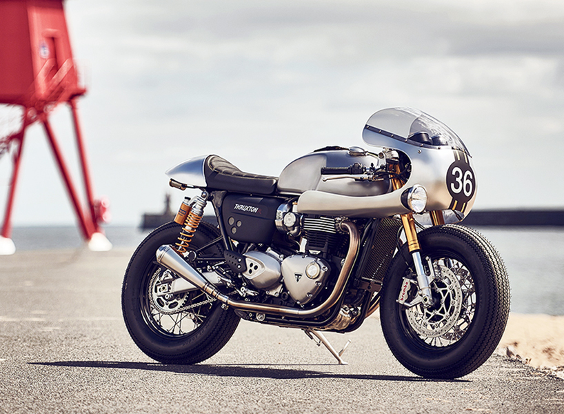 triumph barbour thruxton R motorycle designboom