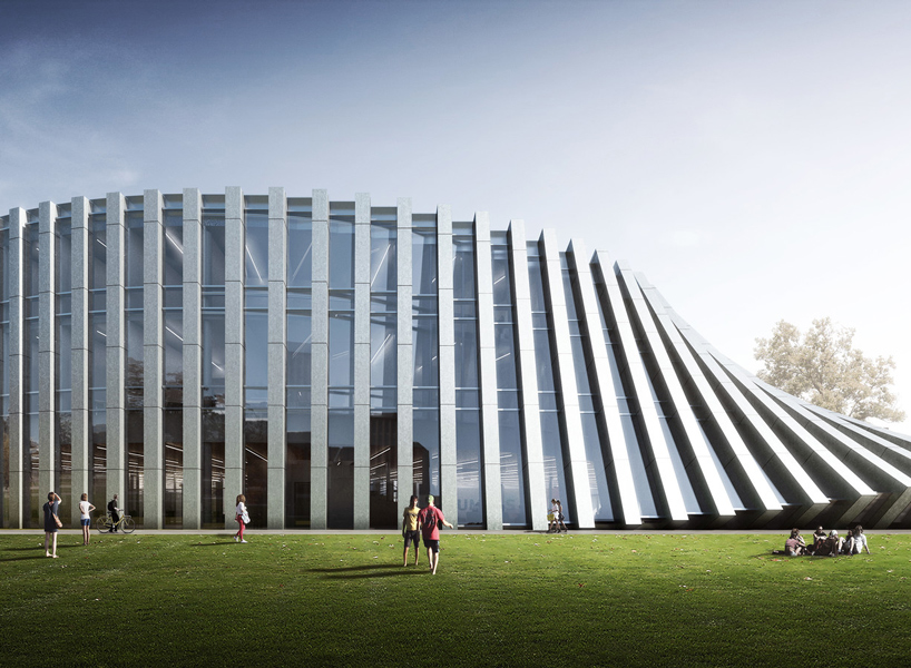 the design forms a loop that connects to the existing building at two ...