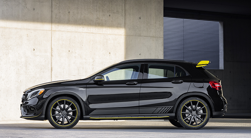 mercedes benz GLA AMG 45 4MATIC Yellow designboom